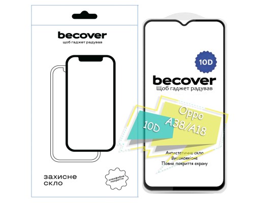 Скло захисне BeCover Oppo A38 / A18 10D Black (713170)