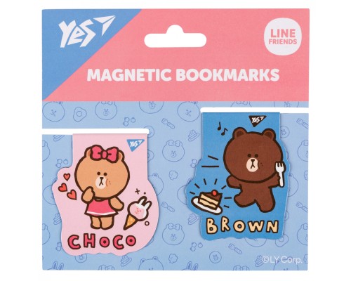 Закладки для книг Yes магнітні Line Friends Brown and Choco, 2шт (708106)