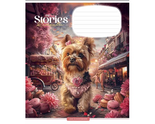 Зошит Школярик Romantic stories 12 аркушів клітинка (012-3464K)