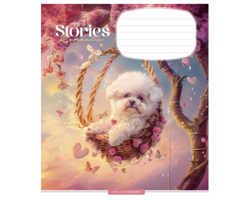 Зошит Школярик Romantic stories 12 аркушів клітинка (012-3464K)