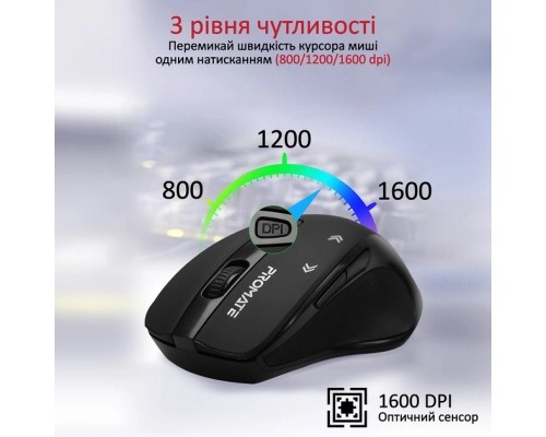 Мишка Promate Cursor Wireless Black (cursor.black)