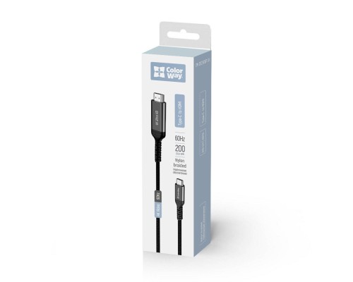 Кабель мультимедійний USB-C to HDMI M 2.0m 4K60Hz black ColorWay (CW-CBCHD077-BK)