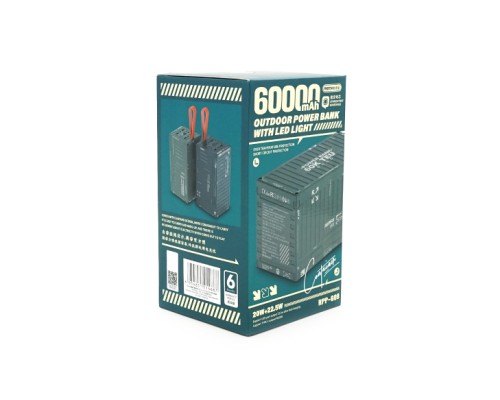 Батарея універсальна Remax 60000mAh, PD/20W, QC/22.5W, Gray (RPP-609G)