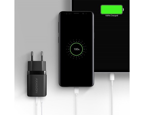Зарядний пристрій AXAGON 1xUSB QC3.0 + 1xUSB-C PD20W black (ACU-PQ20)