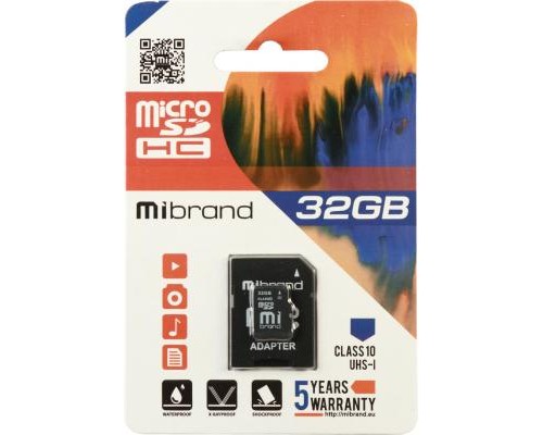 Карта пам'яті Mibrand 32GB microSDHC class 10 UHS-I (MICDHU1/32GB-A) Карта пам'яті Mibrand 32GB microSDHC class 10 UHS-I (MICDHU1/32GB-A)