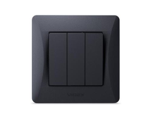 Вимикач Videx BINERA 3кл чорний графіт (VF-BNSW3-BG)