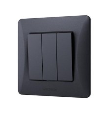 Вимикач Videx BINERA 3кл чорний графіт (VF-BNSW3-BG)