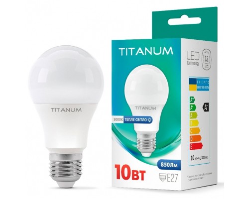 Лампочка TITANUM A60 10W E27 3000K (TLA6010273)