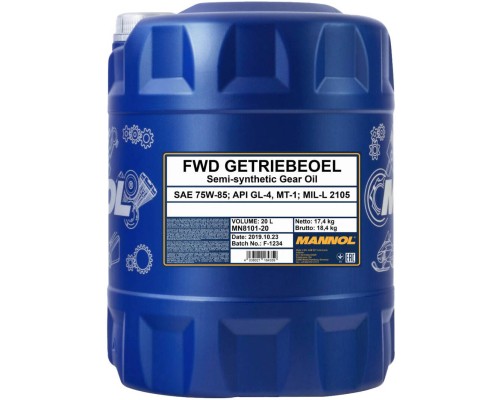 Трансмісійна олива Mannol FWD GETRIEBEOEL 20л 75W-85 (MN8101-20)