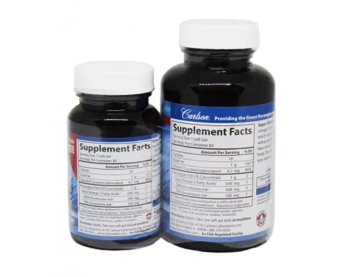 Жирні кислоти Carlson Супер DHA (докозагексаєнова кислота), Super DHA Gems, 60+20 (CL1554)