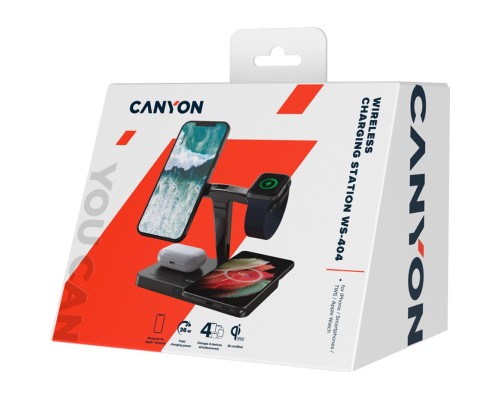 Зарядний пристрій Canyon WS-404 4in1 Wireless charger (CNS-WCS404B)