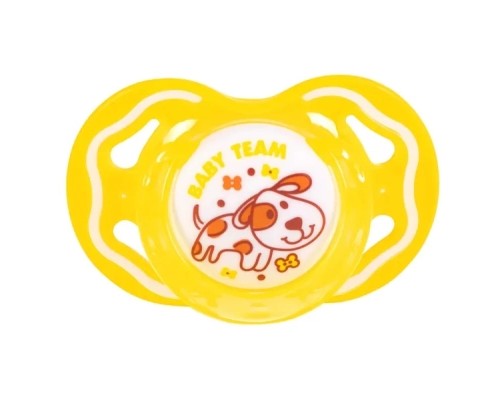 Пустушка Baby Team силіконова, класична, 6+ міс (3014_жовтий)