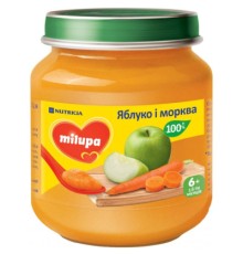 Дитяче пюре Milupa Яблуко та морква з 6 місяців 125 г (5900852051463)