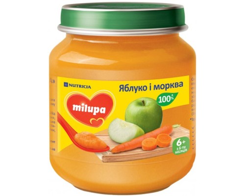 Дитяче пюре Milupa Яблуко та морква з 6 місяців 125 г (5900852051463)