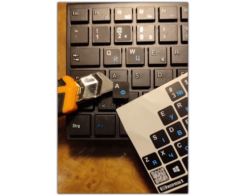 Наклейка на клавіатуру BestKey непрозора чорна, 76, синій (BKU13BLU/013)