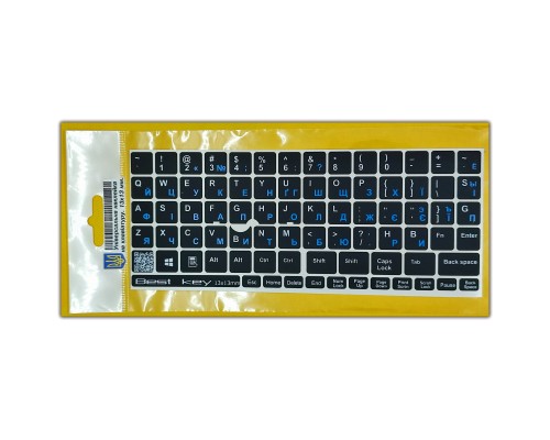 Наклейка на клавіатуру BestKey непрозора чорна, 76, синій (BKU13BLU/013)