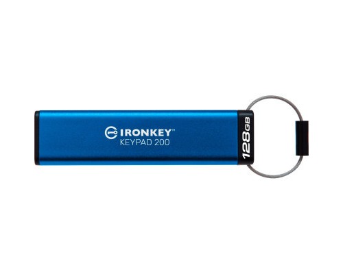 USB флеш накопичувач Kingston 128GB IronKey Keypad 200 AES-256 Encrypted Blue USB 3.2 (IKKP200/128GB) 