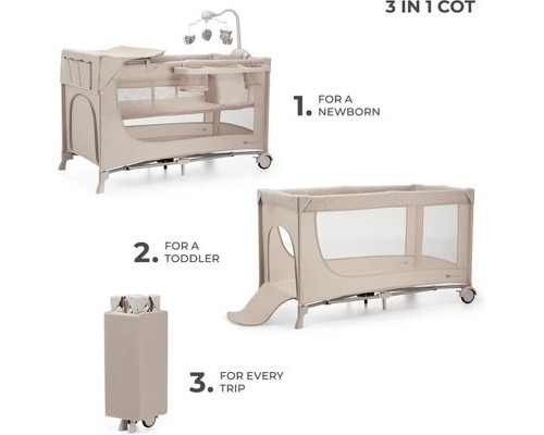 Дитячий манеж Kinderkraft с пеленатором Joy 2 Beige (5902533925162)