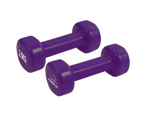 Гантель PowerPlay вінілові 4125 Achilles 2 х 2.5 кг Фіолетові (PP_4125_2.5kg_2in)