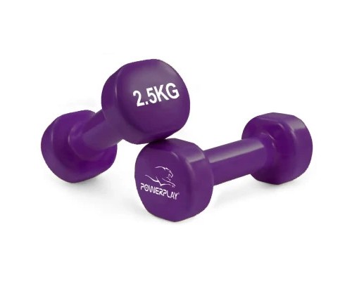 Гантель PowerPlay вінілові 4125 Achilles 2 х 2.5 кг Фіолетові (PP_4125_2.5kg_2in)