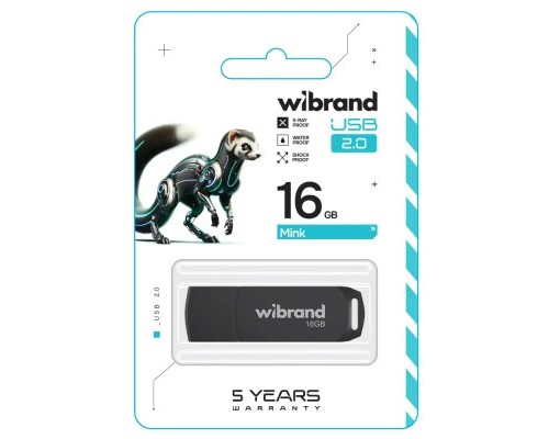 USB флеш накопичувач Wibrand 16GB Mink Black USB 2.0 (WI2.0/MI16P4B) 
