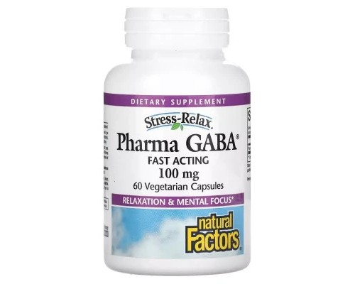 Амінокислота Natural Factors GABA (Гамма-аміномасляна кислота), 100 мг, Stress Relax, Pharma GABA, 6 (NFS-02836) 