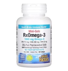 Жирні кислоти Natural Factors Омега-3, 1060 мг, RxOmega-3 Mini-Gels, 60 міні капсул (NFS-35494)