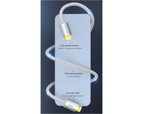 Кабель мультимедійний HDMI to HDMI 15.0m V2.0 4K Silver Metal Type Vention (AABIN)