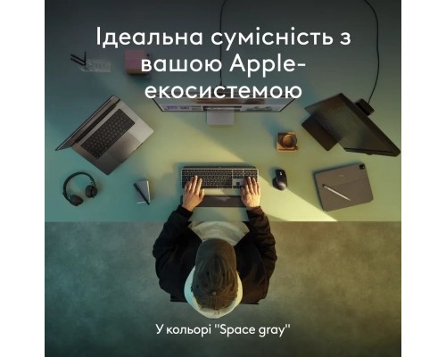Клавіатура Logitech MX Keys S для MAC Bluetooth/Wireless UA Space Grey (920-011637)
