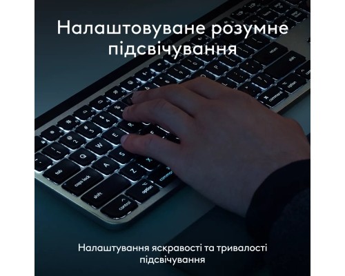 Клавіатура Logitech MX Keys S для MAC Bluetooth/Wireless UA Space Grey (920-011637)