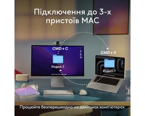 Клавіатура Logitech MX Keys S для MAC Bluetooth/Wireless UA Space Grey (920-011637)