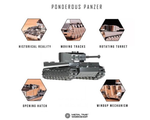 Конструктор Metal Time Колекцiйна модель Ponderous Panzer Heavy Tank Важкий танк Тигр (MT020)