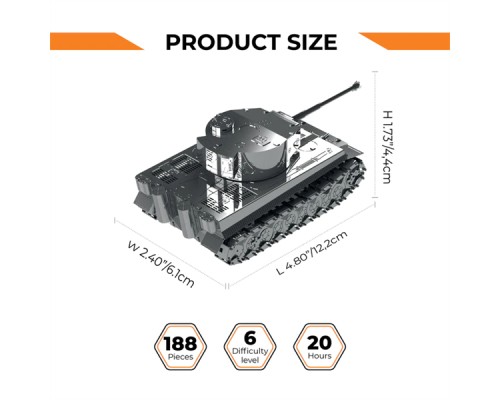 Конструктор Metal Time Колекцiйна модель Ponderous Panzer Heavy Tank Важкий танк Тигр (MT020)