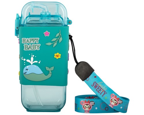 Поїльник-непроливайка Baby Team З силіконовою трубочкою та ремінцем 225 мл (4824428050913)
