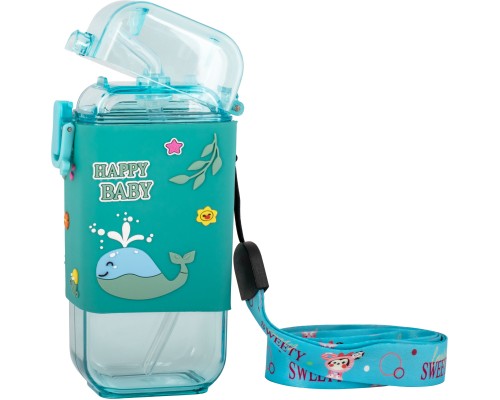 Поїльник-непроливайка Baby Team З силіконовою трубочкою та ремінцем 225 мл (4824428050913)