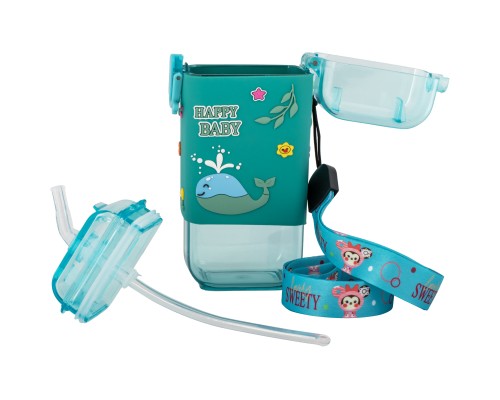 Поїльник-непроливайка Baby Team З силіконовою трубочкою та ремінцем 225 мл (4824428050913)