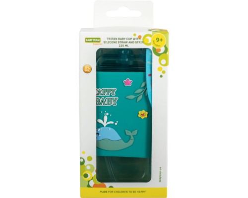 Поїльник-непроливайка Baby Team З силіконовою трубочкою та ремінцем 225 мл (4824428050913)