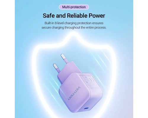 Зарядний пристрій Vention 1xUSB-C 20W PD3.0/QC3.0 Purple (FEJV0-EU)
