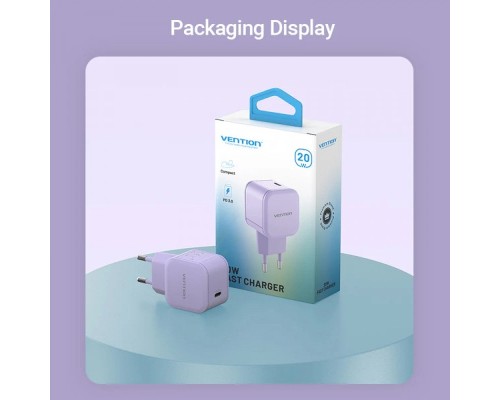 Зарядний пристрій Vention 1xUSB-C 20W PD3.0/QC3.0 Purple (FEJV0-EU)