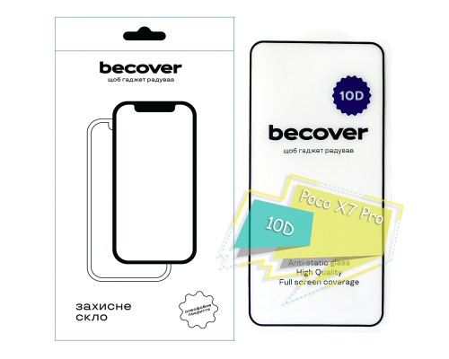 Скло захисне BeCover Poco X7 Pro 10D Black (713165)
