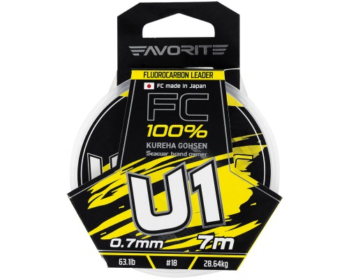Флюорокарбон Favorite U1 FC 7m 18/0.70mm 63.1lb/28.64kg (1693.11.92)