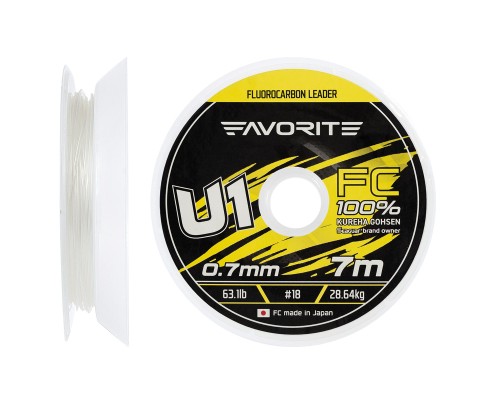 Флюорокарбон Favorite U1 FC 7m 18/0.70mm 63.1lb/28.64kg (1693.11.92)