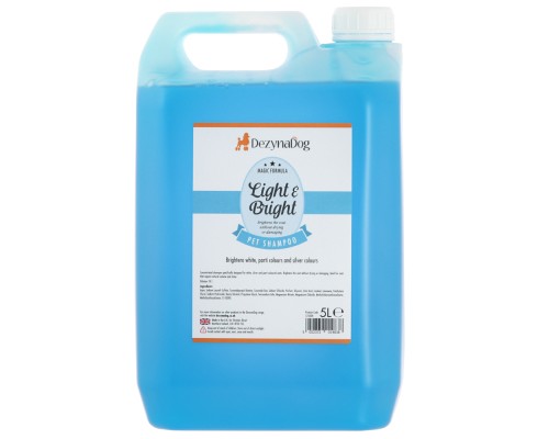 Шампунь для тварин Dezynadog Light Bright White Coat Colour Enchance для посилення кольору і блиску 5 л (5052372014838)