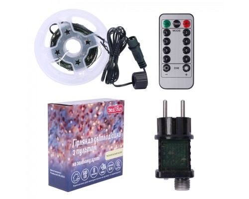 Гірлянда YES! Fun Нитка 50 м, 500 LED тепло-біла, 8 функцій, пульт. (975129)