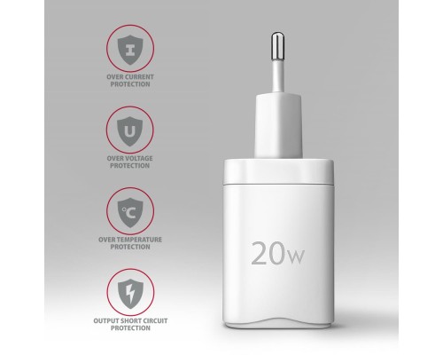 Зарядний пристрій AXAGON 1xUSB QC3.0 + 1xUSB-C PD20W white (ACU-PQ20W)