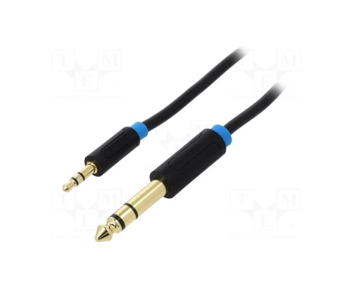 Кабель мультимедійний 3.5mm TRS Male to 6.35mm Male Audio Cable 0.5M Black VENTION (BABBD)