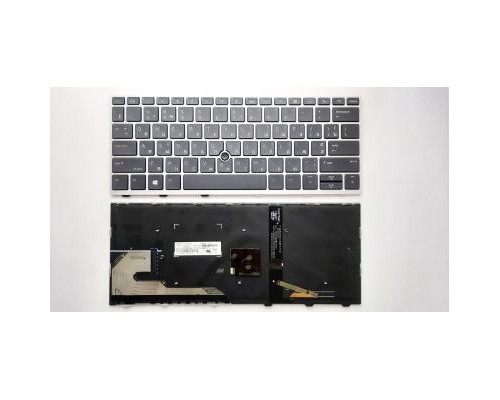 Клавіатура ноутбука HP EliteBook 830 G5 черная с серебр рамкой ТП и подсв (A46156)