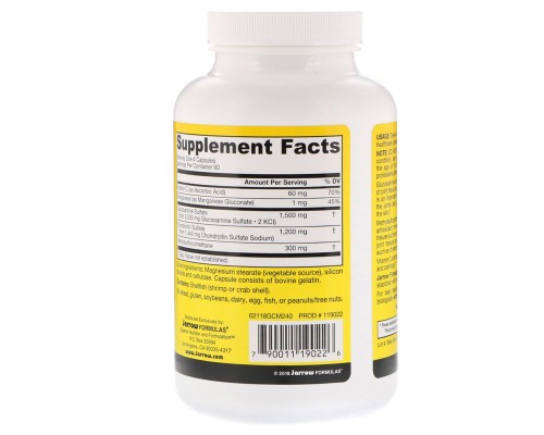 Вітамінно-мінеральний комплекс Jarrow Formulas Глюкозамін & Хондроитин & МСМ, 240 желатинових капсул (JRW-19022)