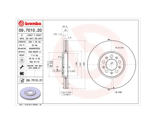 Гальмівний диск Brembo 09.7010.21