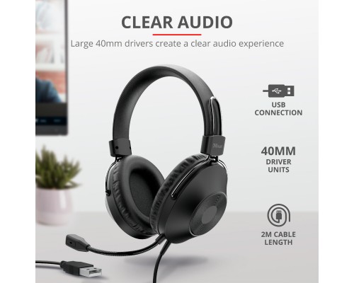 Навушники Trust Ozo Over-Ear USB Headset Black (24132)